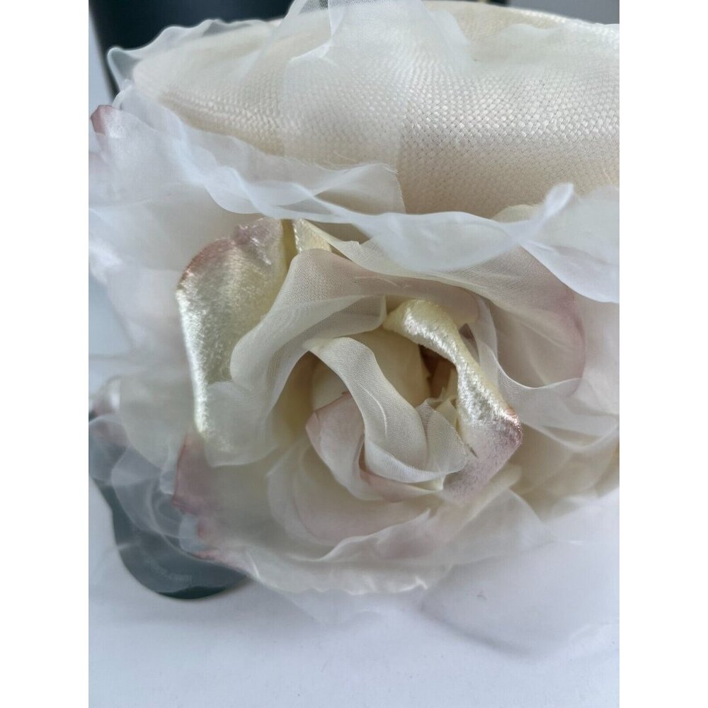 LOUISE GREEN MILLINERY 6050 KYES NATURAL STRAW HAT W/ FLOWER /w TAGS Wedding - Picture 12 of 16